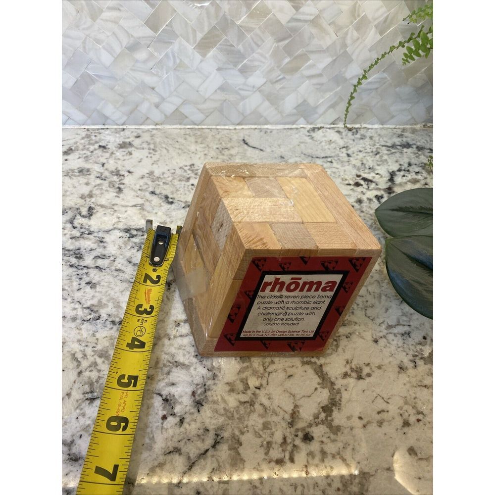 Vintage Rhoma Slanted Cube Puzzle Toy Wood Sculpture Design Science Toys New - Picture 8 of 8